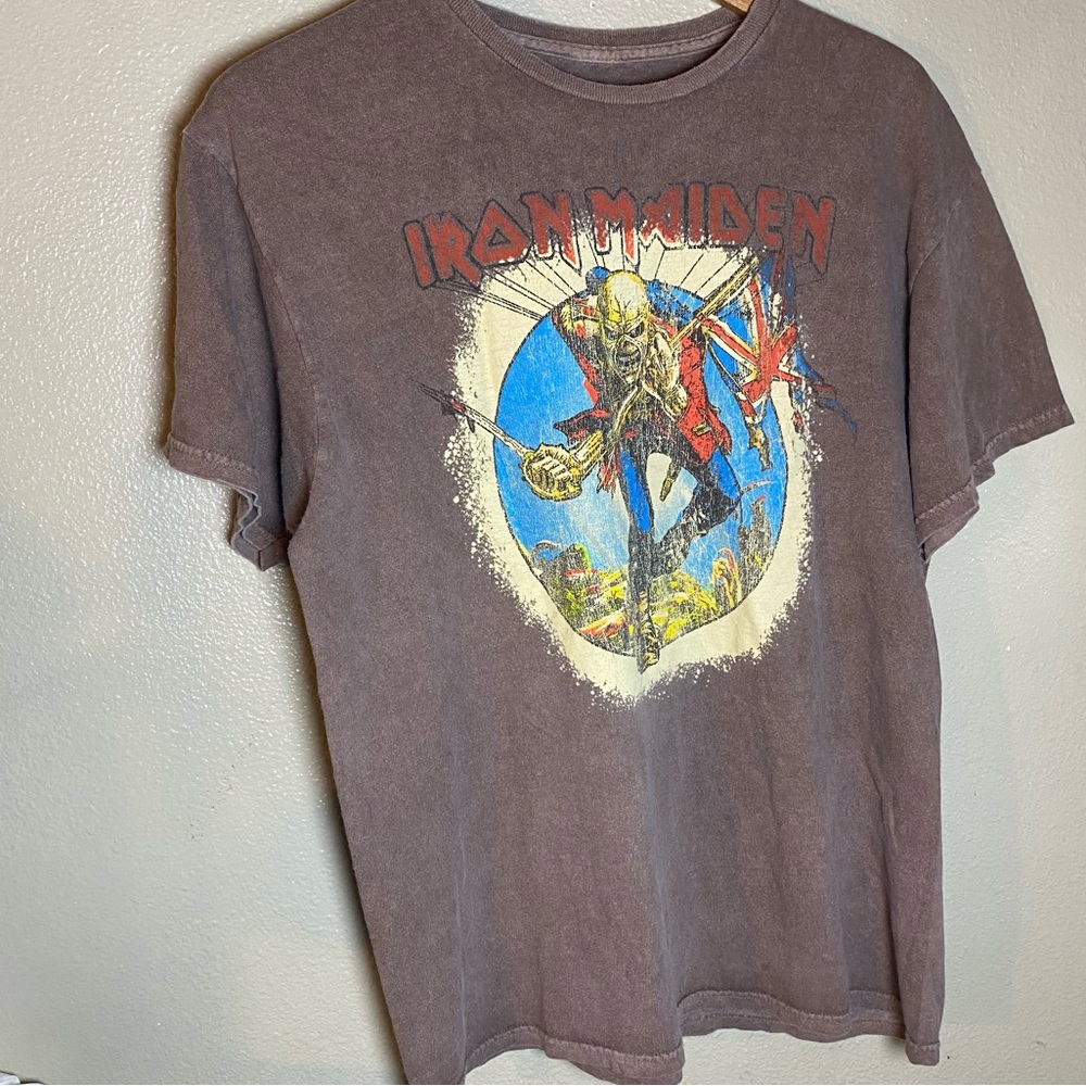 Men's Vintage-Style Brown Graphic Tee Iron‎ Maiden
